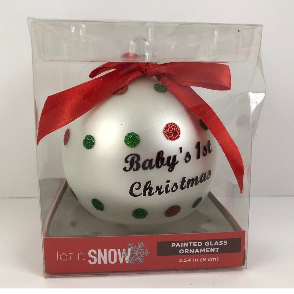 Ornament Baby's 1st Christmas 2017 Glass Ball Red